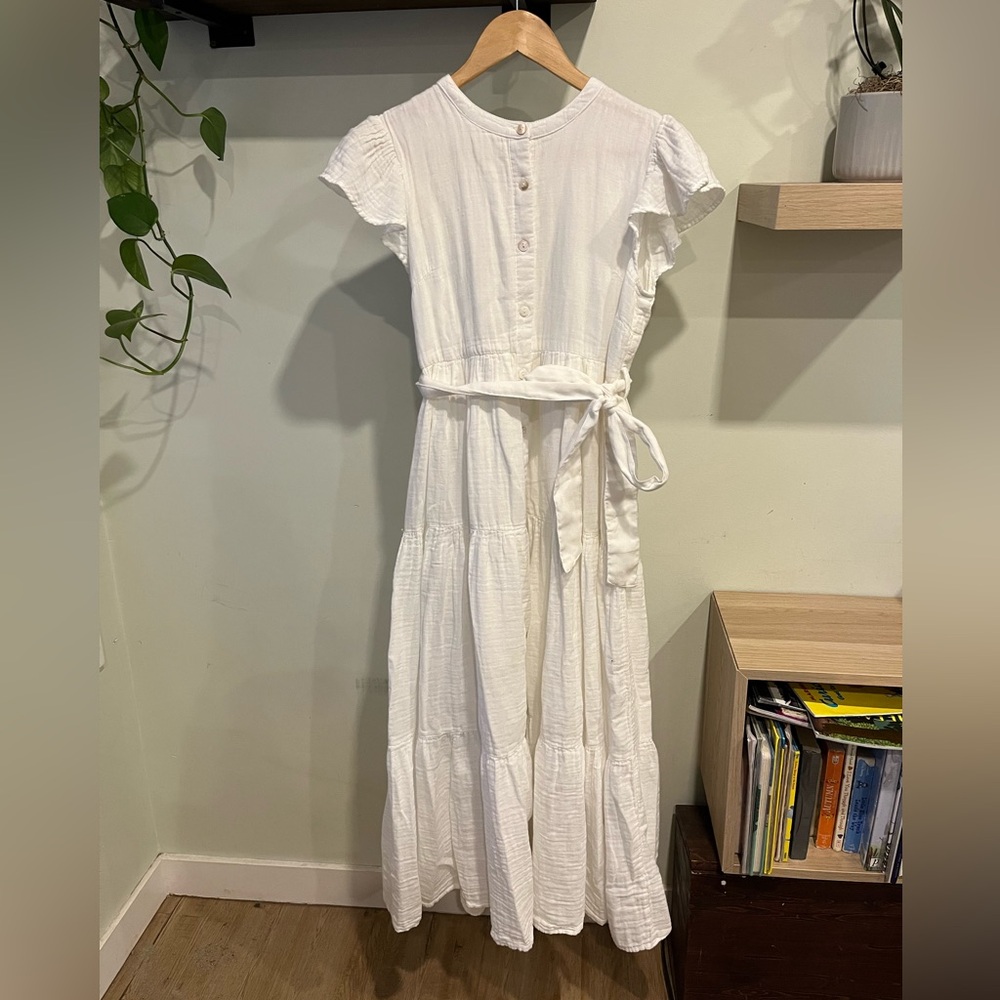 Joie White Tiered Maxi Dress with Waist Tie